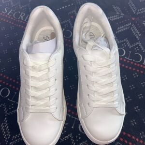 Pink Lily Jenny White Solid Sneakers